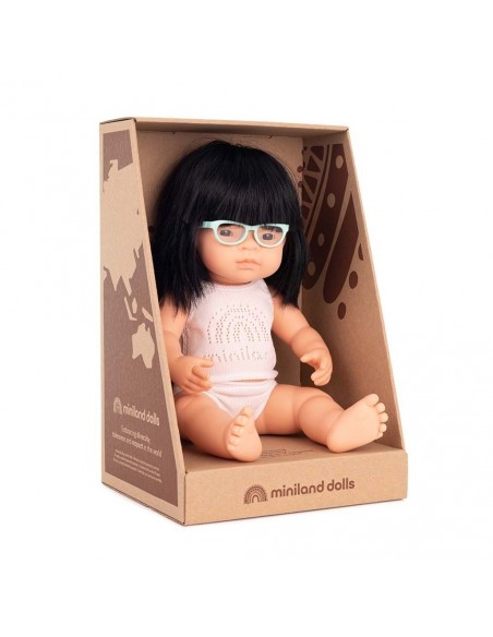 Nina bebè asiàtica amb ulleres - 38 cm