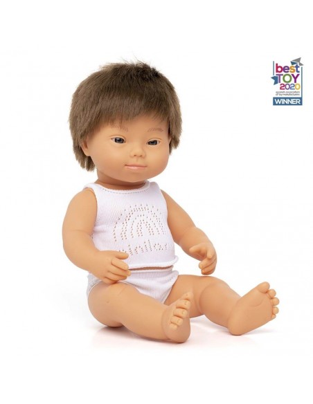 Muñeco bebé caucásico con Síndrome de Down - 38 cm