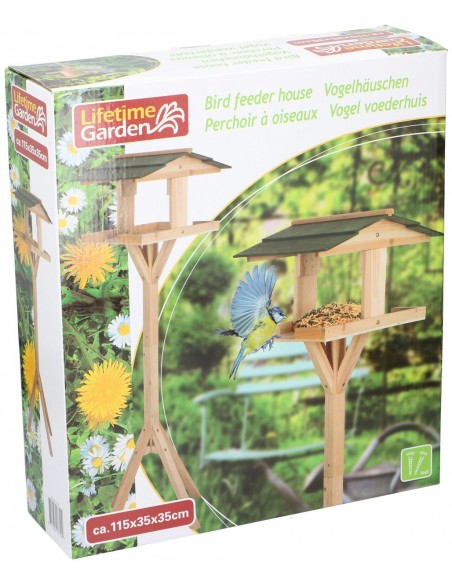 Caseta per a ocells de fusta amb peu