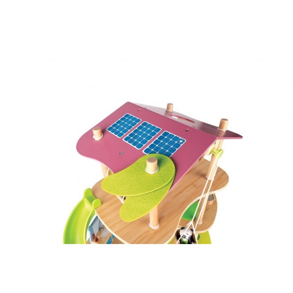 Casa de bambú de los osos panda