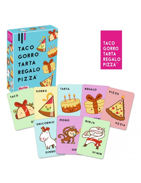 Taco, gorro, pastel, regalo, pizza - Joc de cartes