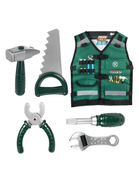 Disfraz de carpintero con chaleco y herramientas