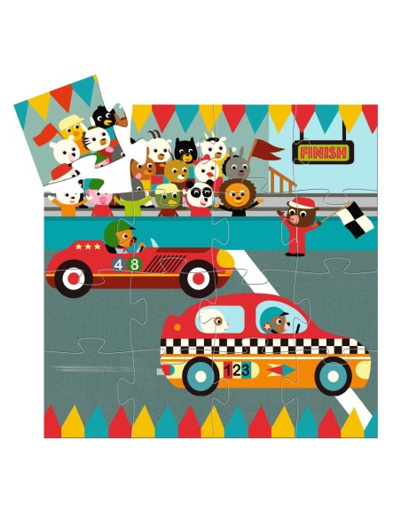 Puzle de silueta - Cotxe de carreres 16 pcs.