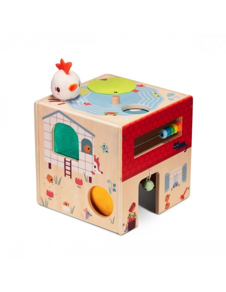 Cubo de actividades de madera - La Granja