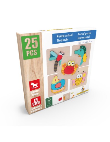 Puzle de madera de animales - 25 piezas