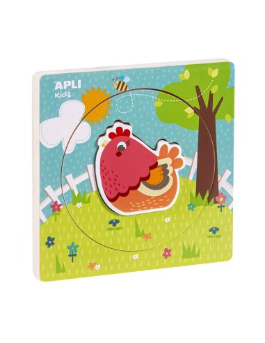 Puzle de madera por capas - La Gallina