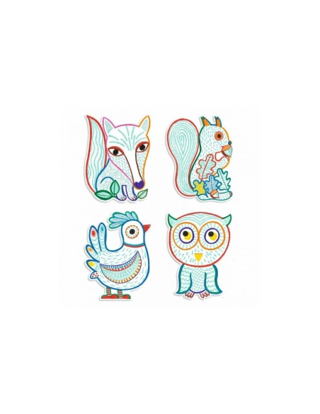 Pinta para revelar - Animales del bosque