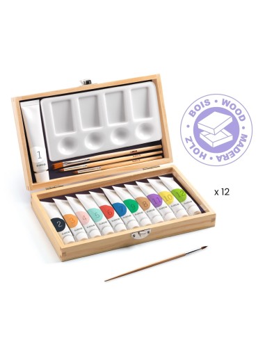 Maletí amb 12 pintures al tremp