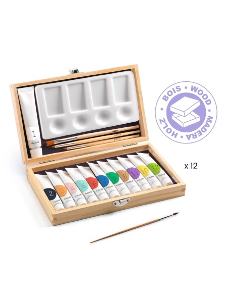 Maletí amb 12 pintures al tremp