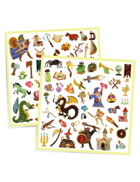 Stickers metalizados Fantasía Medieval - 160 uds.