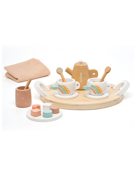 Conjunto de té de madera para muñecas