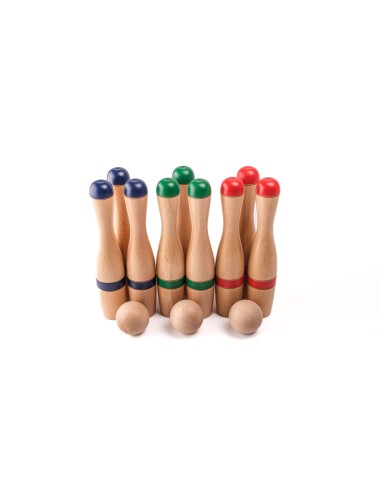 Juego de bolos de madera