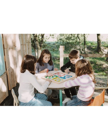 Conjunt parxís + joc de l'oca amb marc de fusta