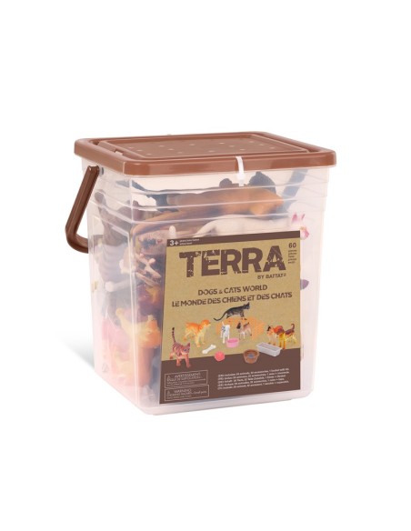 Cubo marrón Perro y Gato - 60 piezas