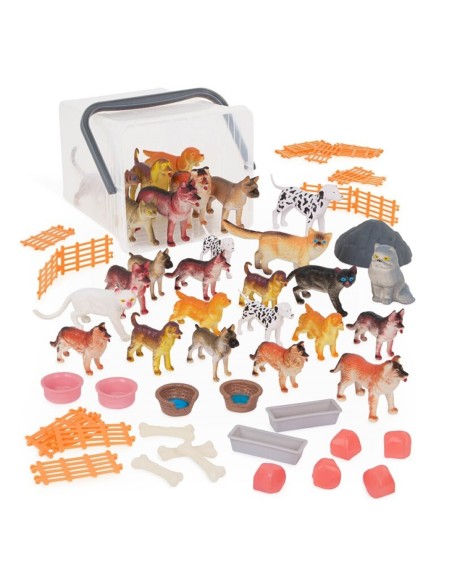 Cubo marrón Perro y Gato - 60 piezas