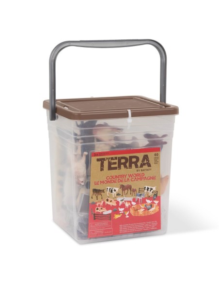 Cubo marrón claro Animales de granja - 60 piezas