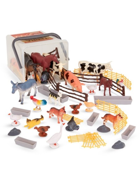 Cubo marrón claro Animales de granja - 60 piezas